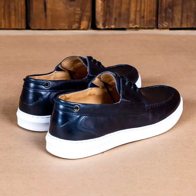 Kingsley Heath S Modern Boat Sneaker Navy/White