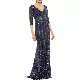 Mac Duggal Womens Sequined Maxi Evening Dress