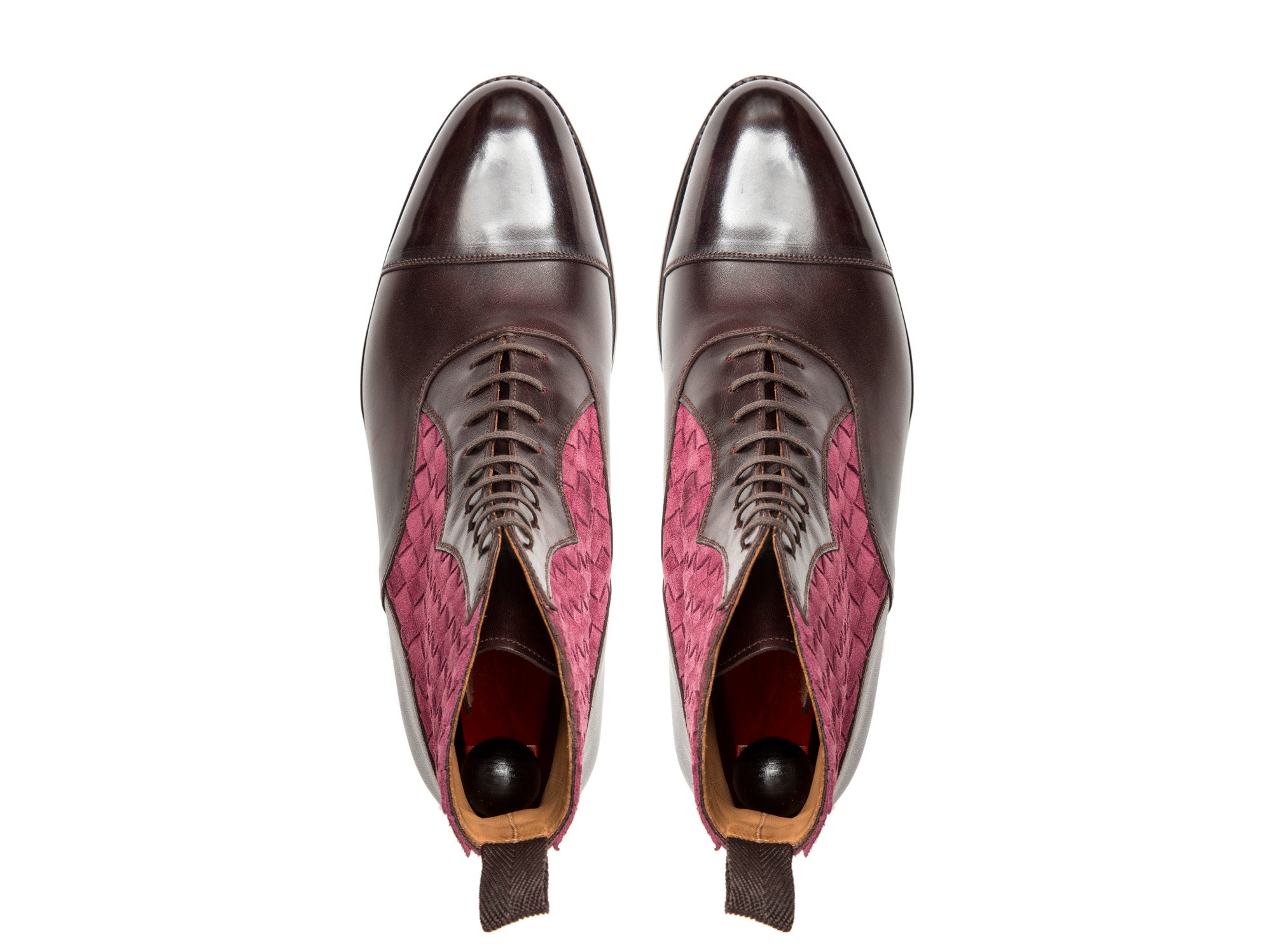 Meadowbrook - MTO - Plum Museum Calf / Raspberry Braided Suede - TMG Last - Single Leather Sole