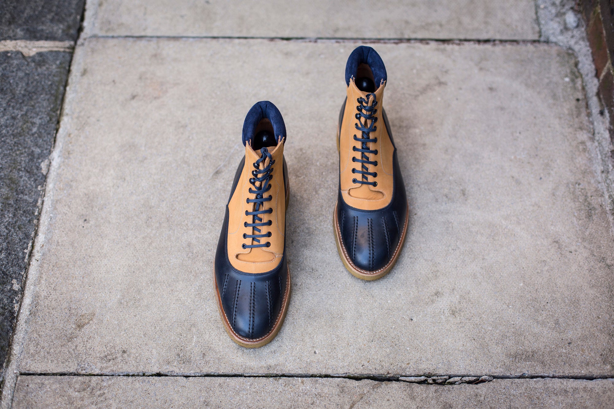 Mercer - MTO - Navy Calf / Tan Nubuck - TMG Last - Crepe Rubber Sole