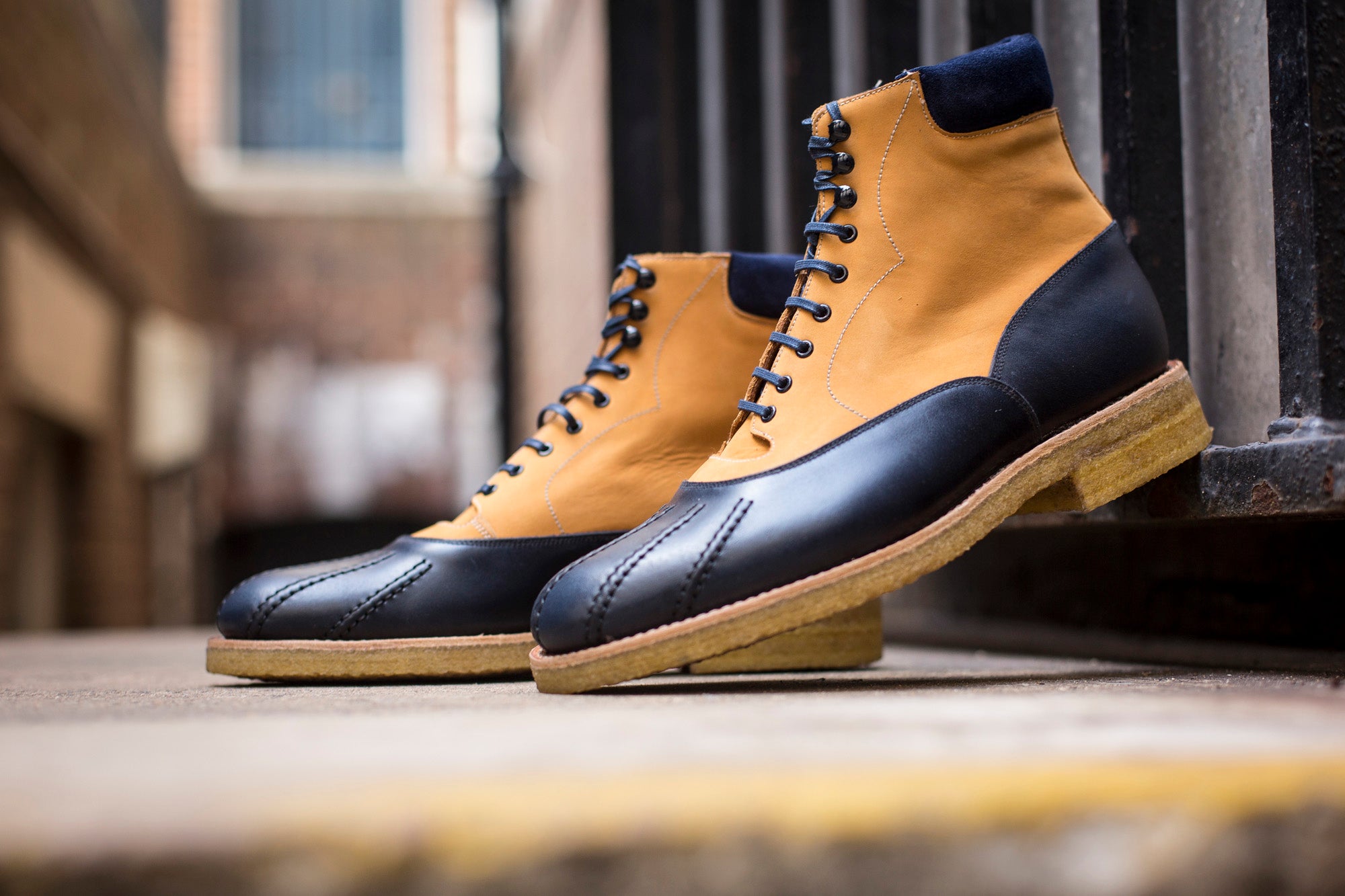 Mercer - MTO - Navy Calf / Tan Nubuck - TMG Last - Crepe Rubber Sole