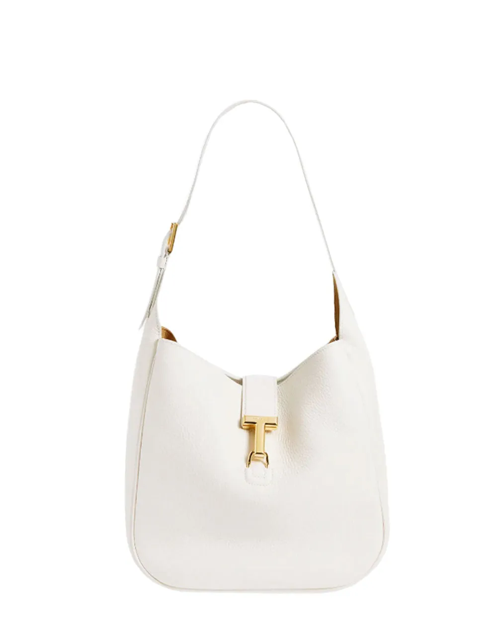 Monarch Medium Leather Hobo Bag in Chalk