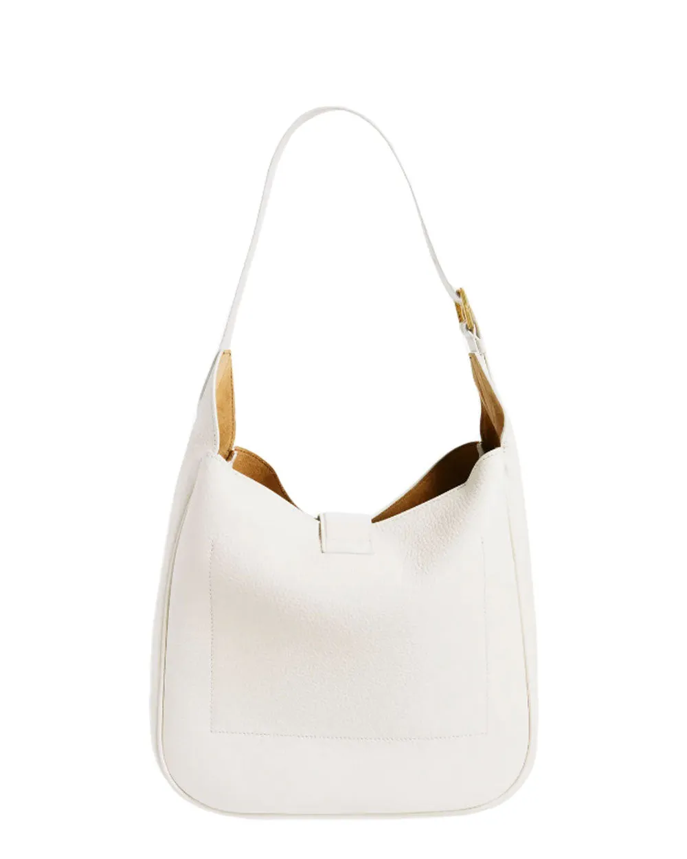 Monarch Medium Leather Hobo Bag in Chalk