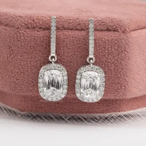 Old Mine Cushion Cut Lab Grown Diamond  Drop Earrings