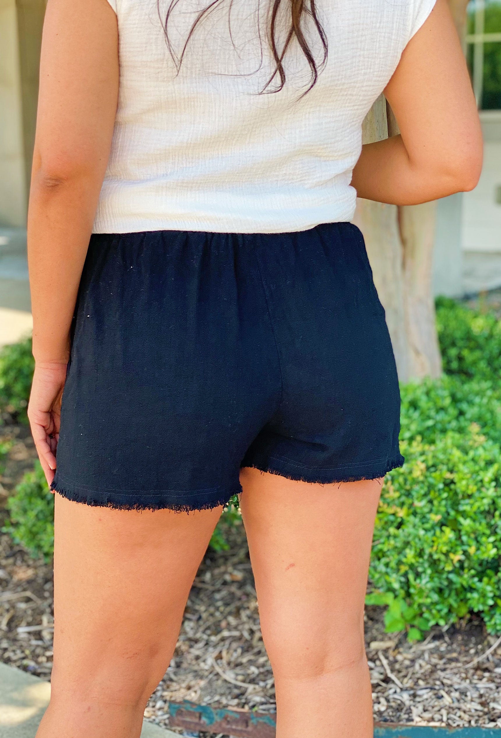 On Repeat Linen Shorts in Black