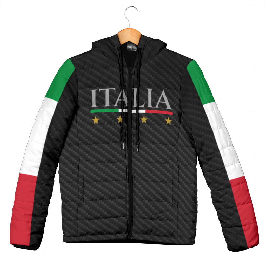 Padded Hooded Jacket Italy - carbon effect