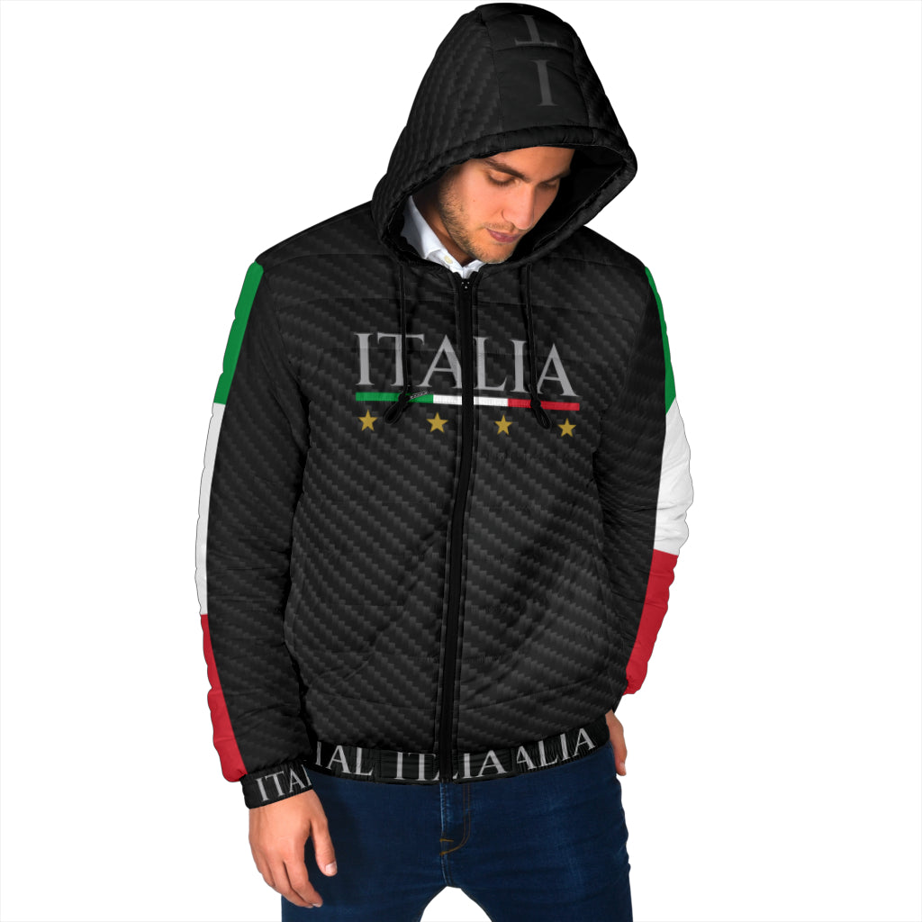 Padded Hooded Jacket Italy - carbon effect