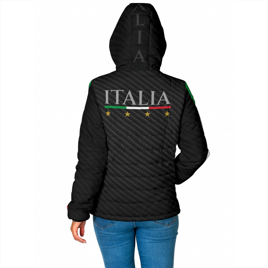 Padded Hooded Jacket Italy - carbon effect