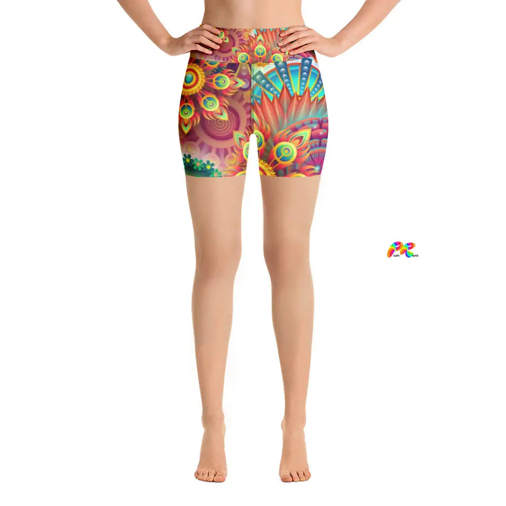 Psychedelic Peacock Yoga Shorts