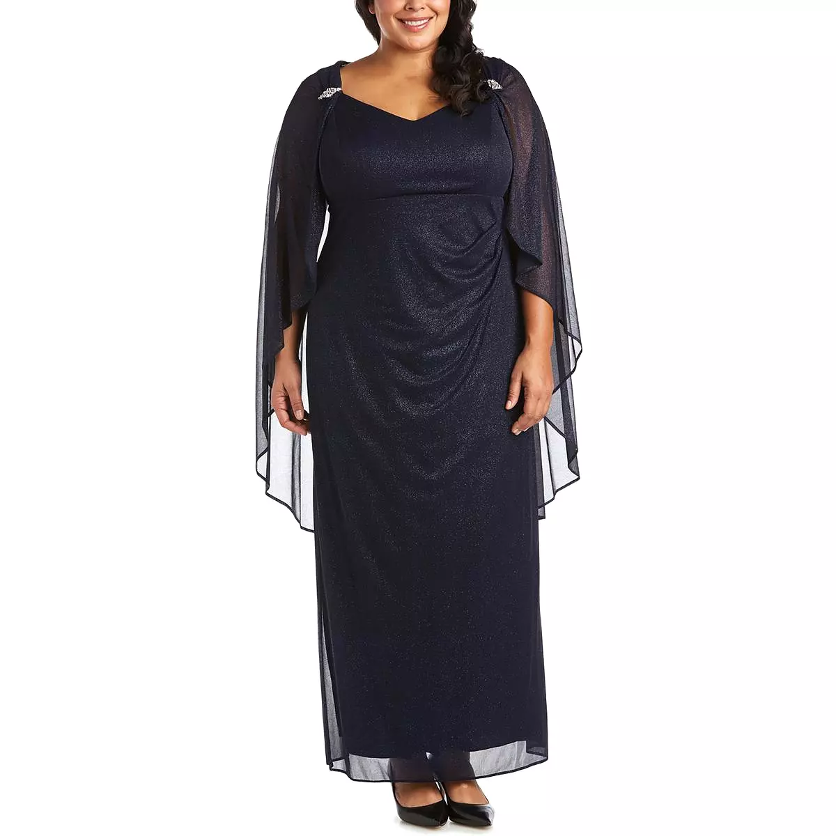 R&M Richards Womens Plus Empire Waist Long Evening Dress