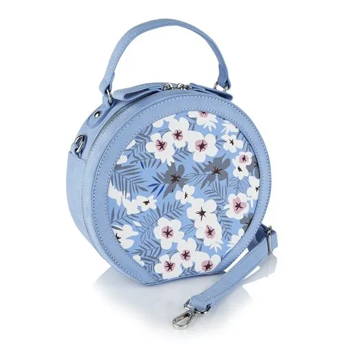 Ruby Shoo Sky Blue Floral Circular Hand Bag