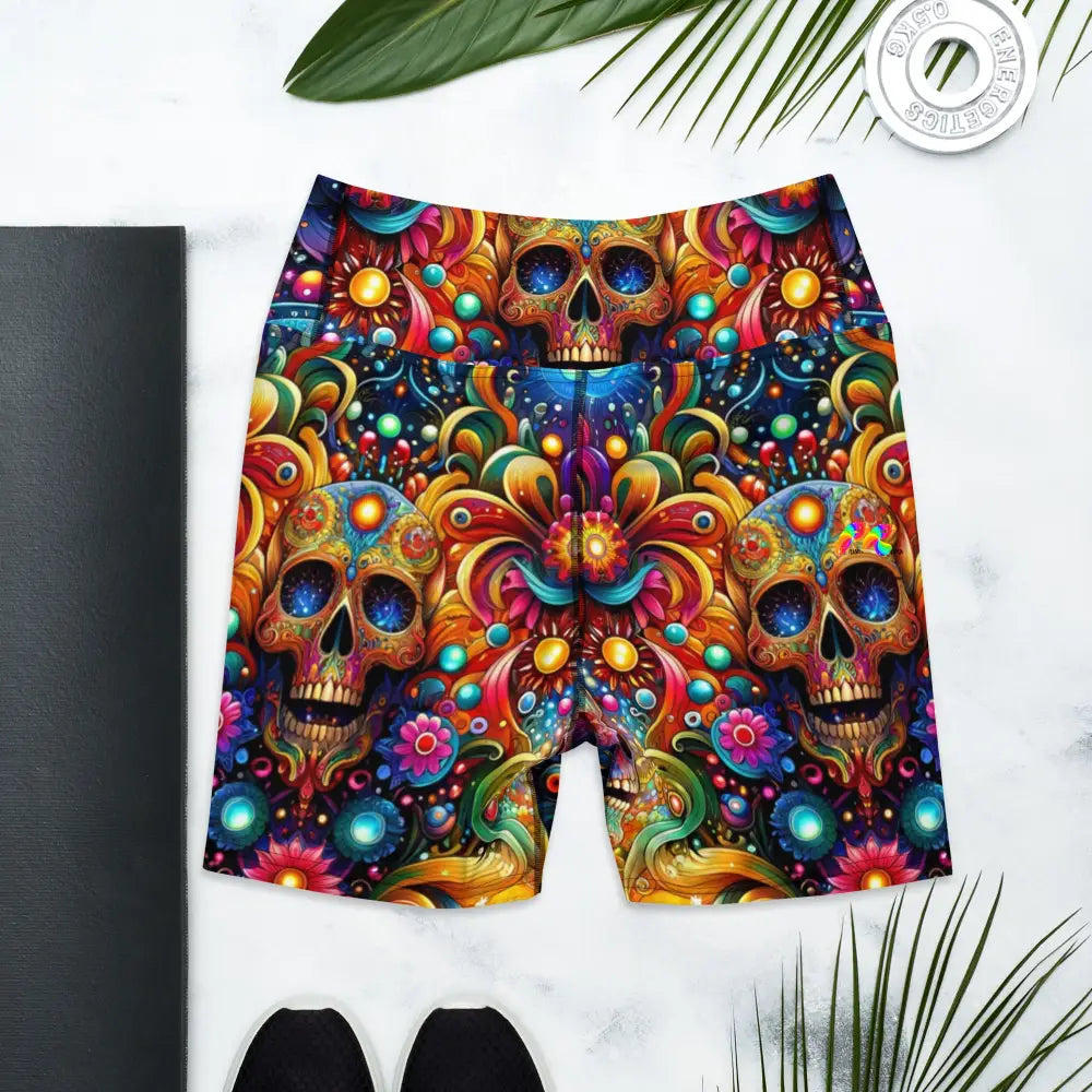 Skull Light Fantasia Rave Yoga Shorts