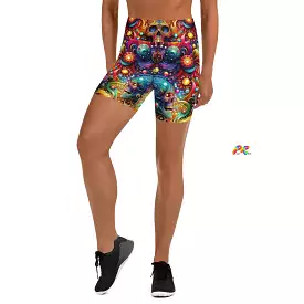 Skull Light Fantasia Rave Yoga Shorts