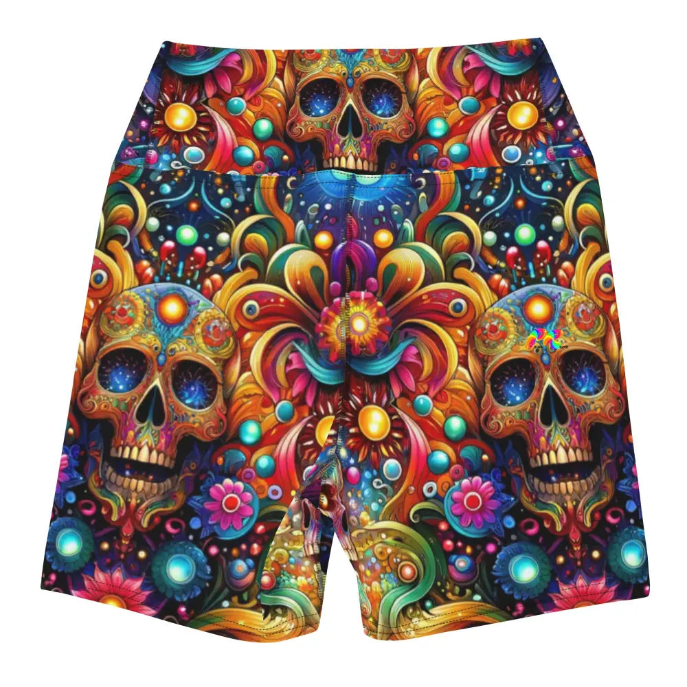 Skull Light Fantasia Rave Yoga Shorts