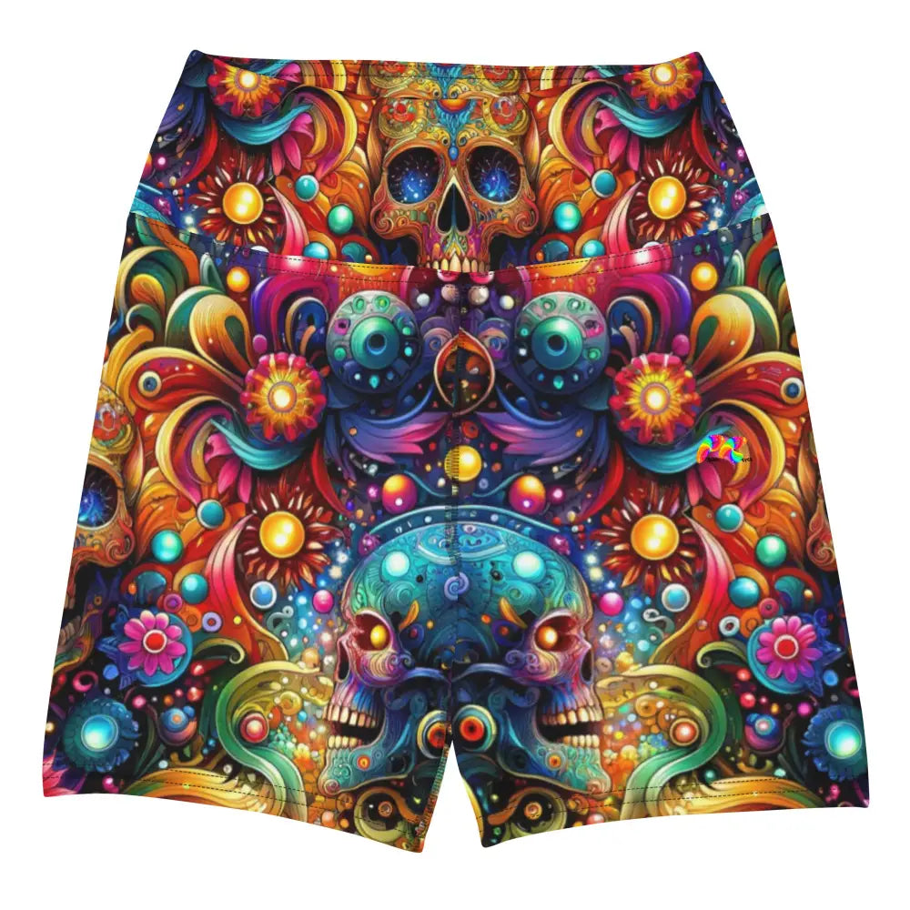 Skull Light Fantasia Rave Yoga Shorts