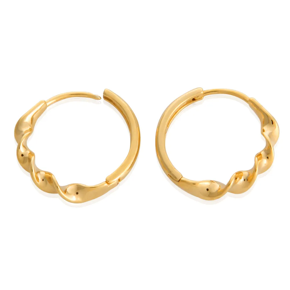 Twisted Round Huggie Hoop Earrings