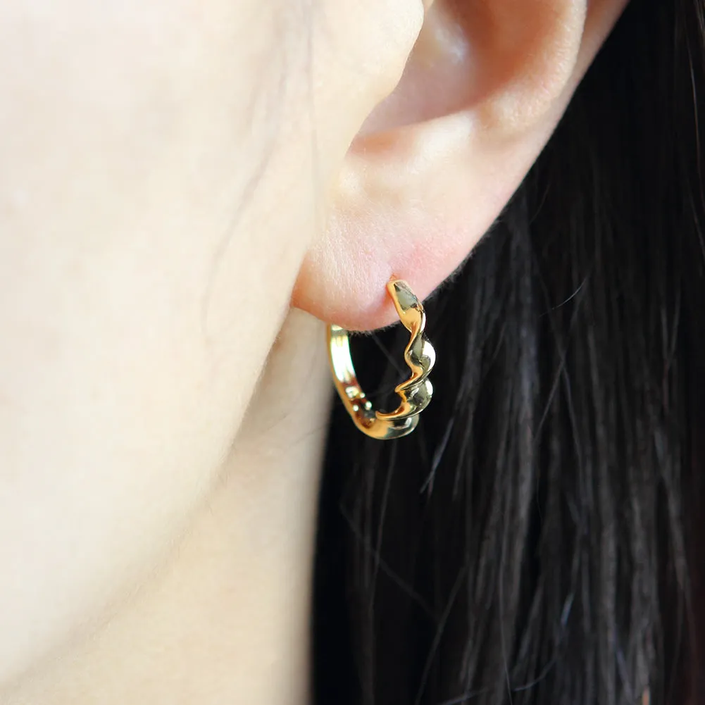 Twisted Round Huggie Hoop Earrings