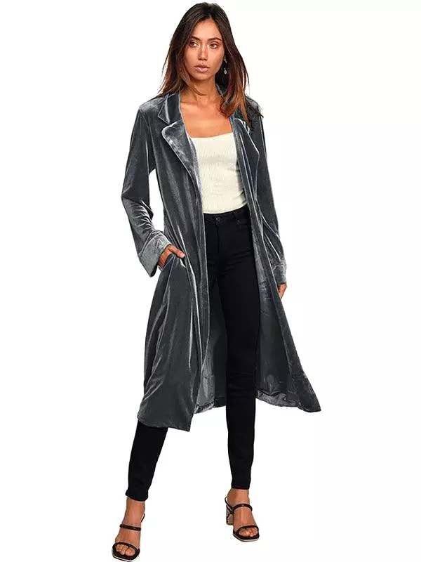 Velvet Long Blazer Women Coat