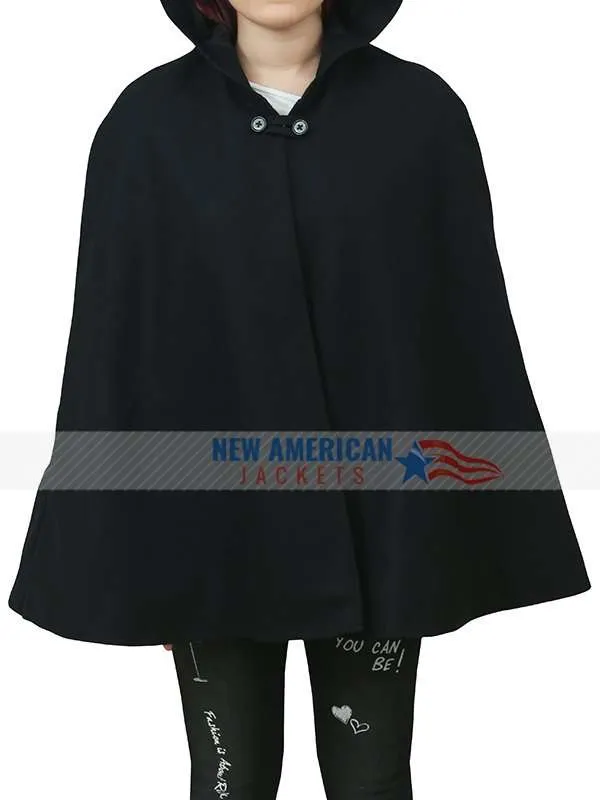 Veronica Lodge Black Hooded Cape | New American Jackets