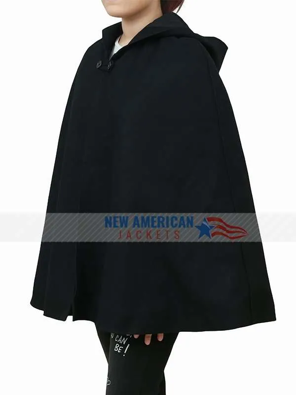 Veronica Lodge Black Hooded Cape | New American Jackets