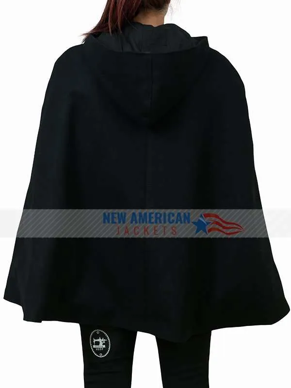 Veronica Lodge Black Hooded Cape | New American Jackets