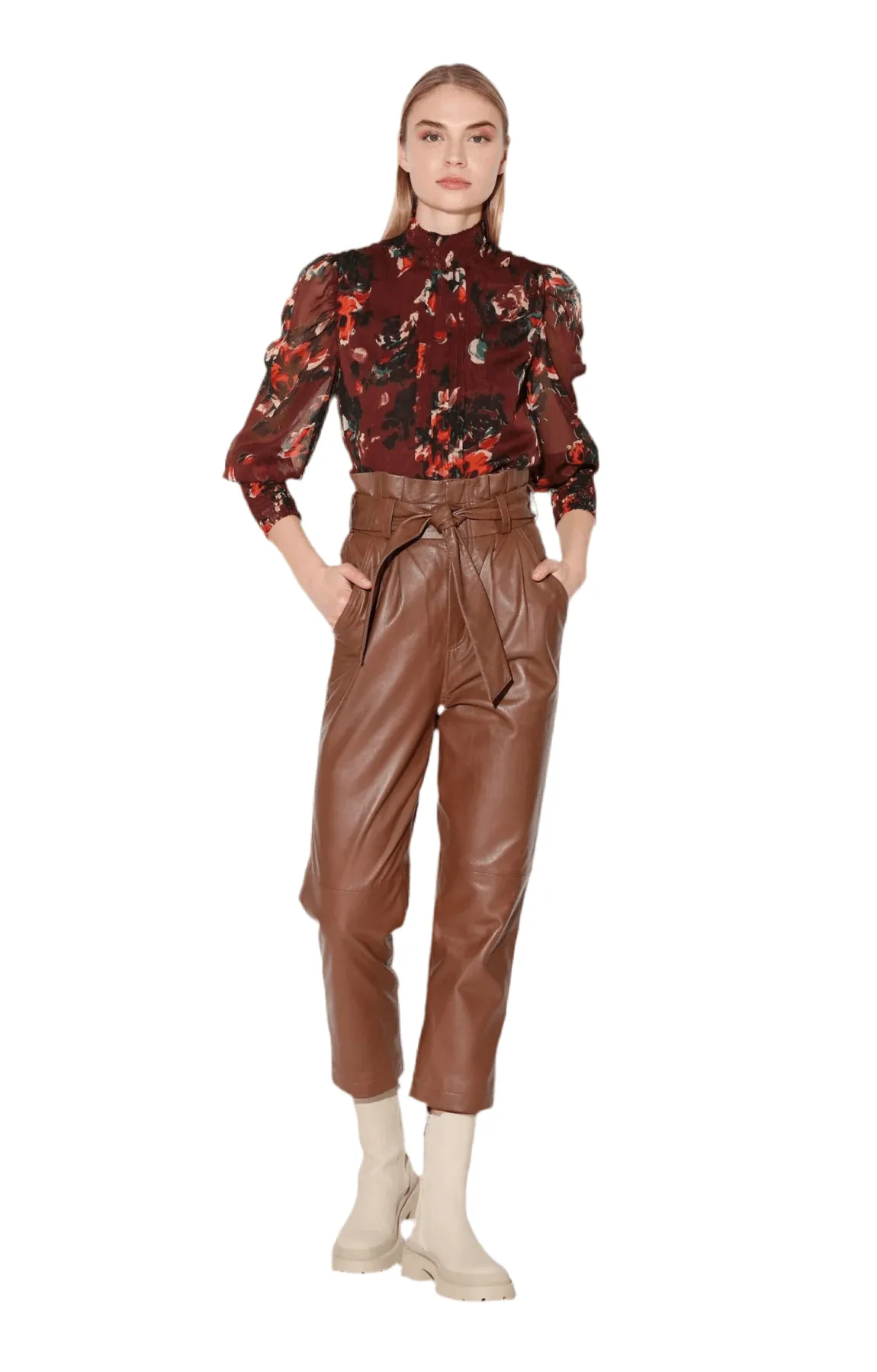 Walter Baker Maggie Leather Pant in Walnut