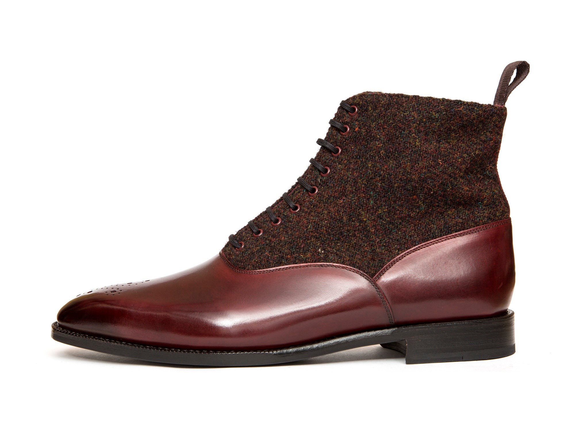 Wedgwood - MTO - Burgundy Calf / Burgundy Medley Tweed - MGF Last - Single Leather Sole