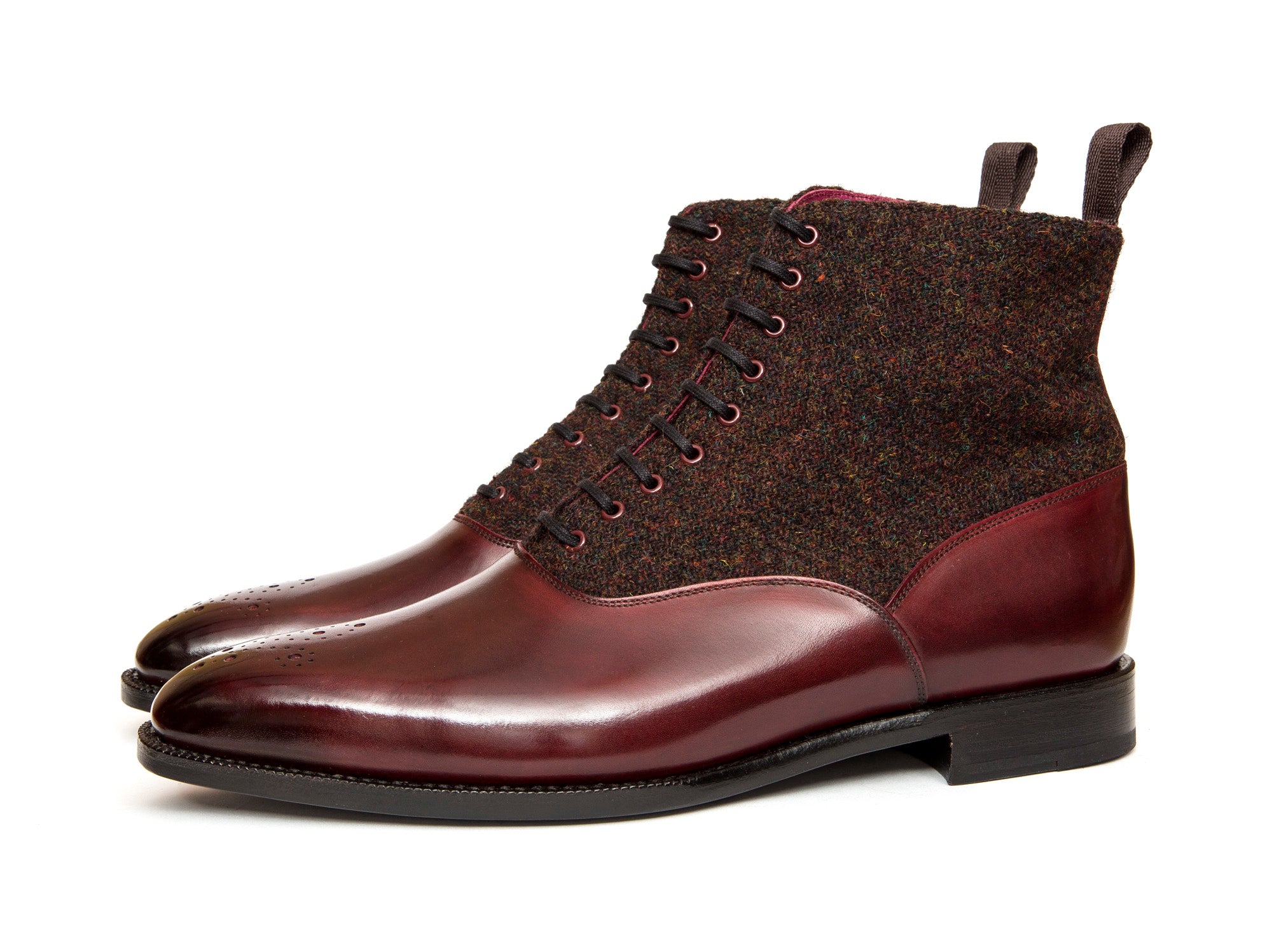 Wedgwood - MTO - Burgundy Calf / Burgundy Medley Tweed - MGF Last - Single Leather Sole