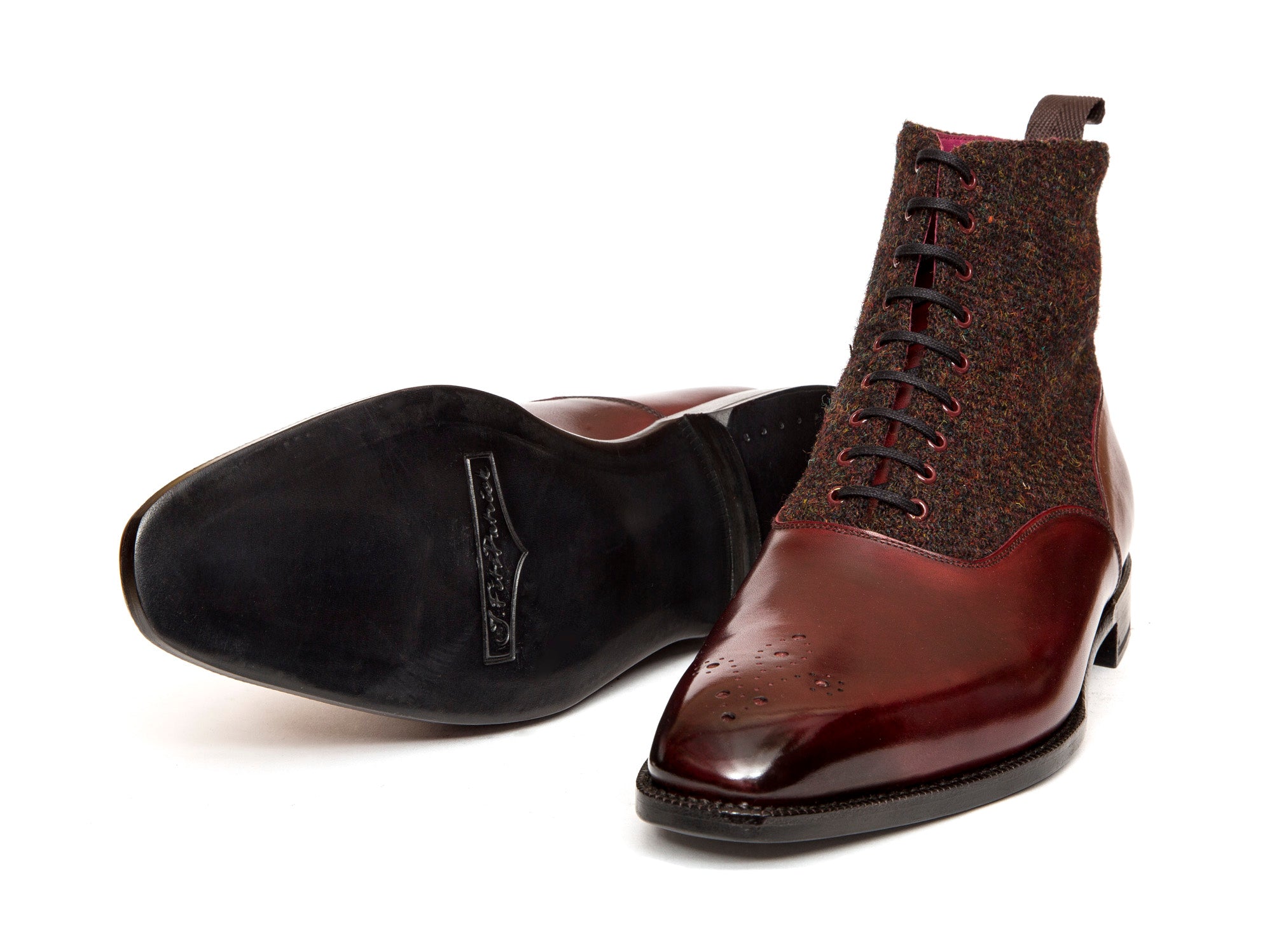 Wedgwood - MTO - Burgundy Calf / Burgundy Medley Tweed - MGF Last - Single Leather Sole