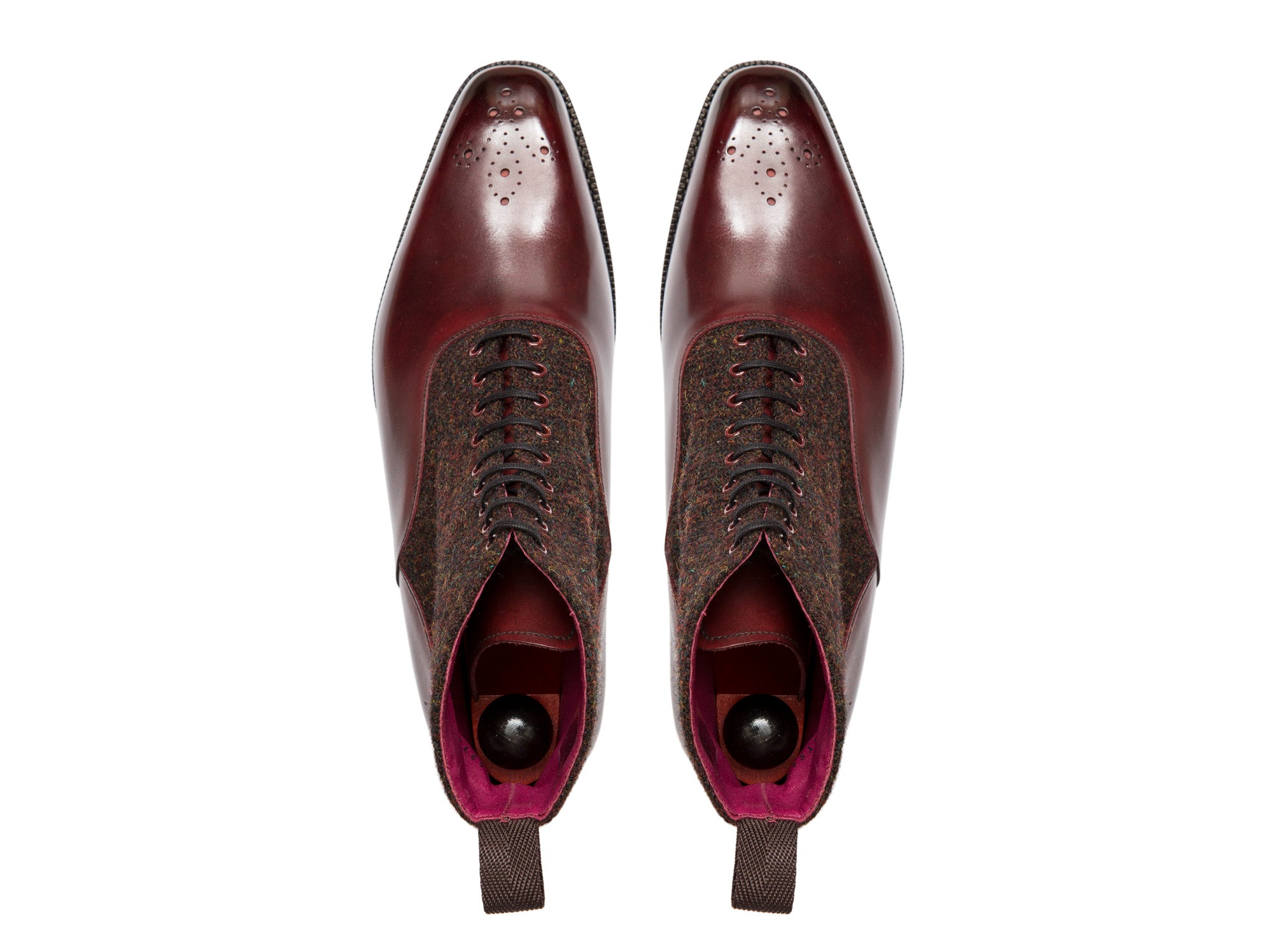 Wedgwood - MTO - Burgundy Calf / Burgundy Medley Tweed - MGF Last - Single Leather Sole