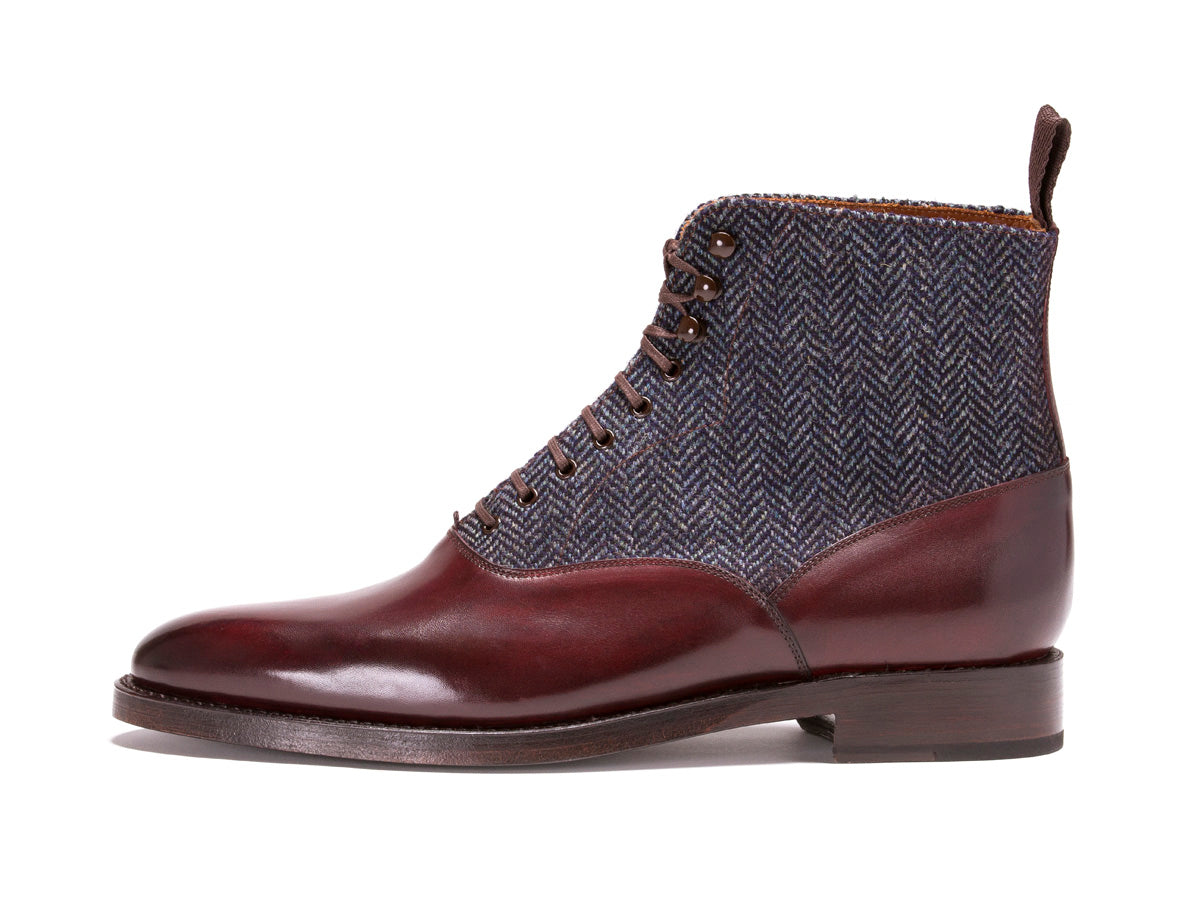 Wedgwood - MTO - Shaded Merlot Calf / Blue Tweed - TMG Last - Double Leather Sole