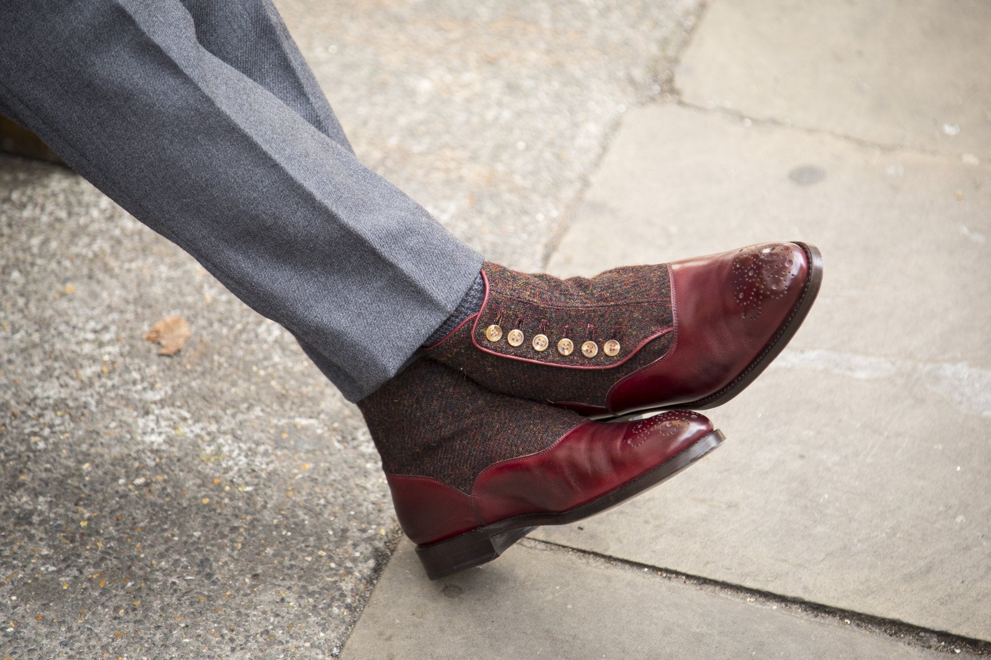 Westlake - MTO - Burgundy Calf / Burgundy Medley Tweed - NGT Last - Single Leather Sole