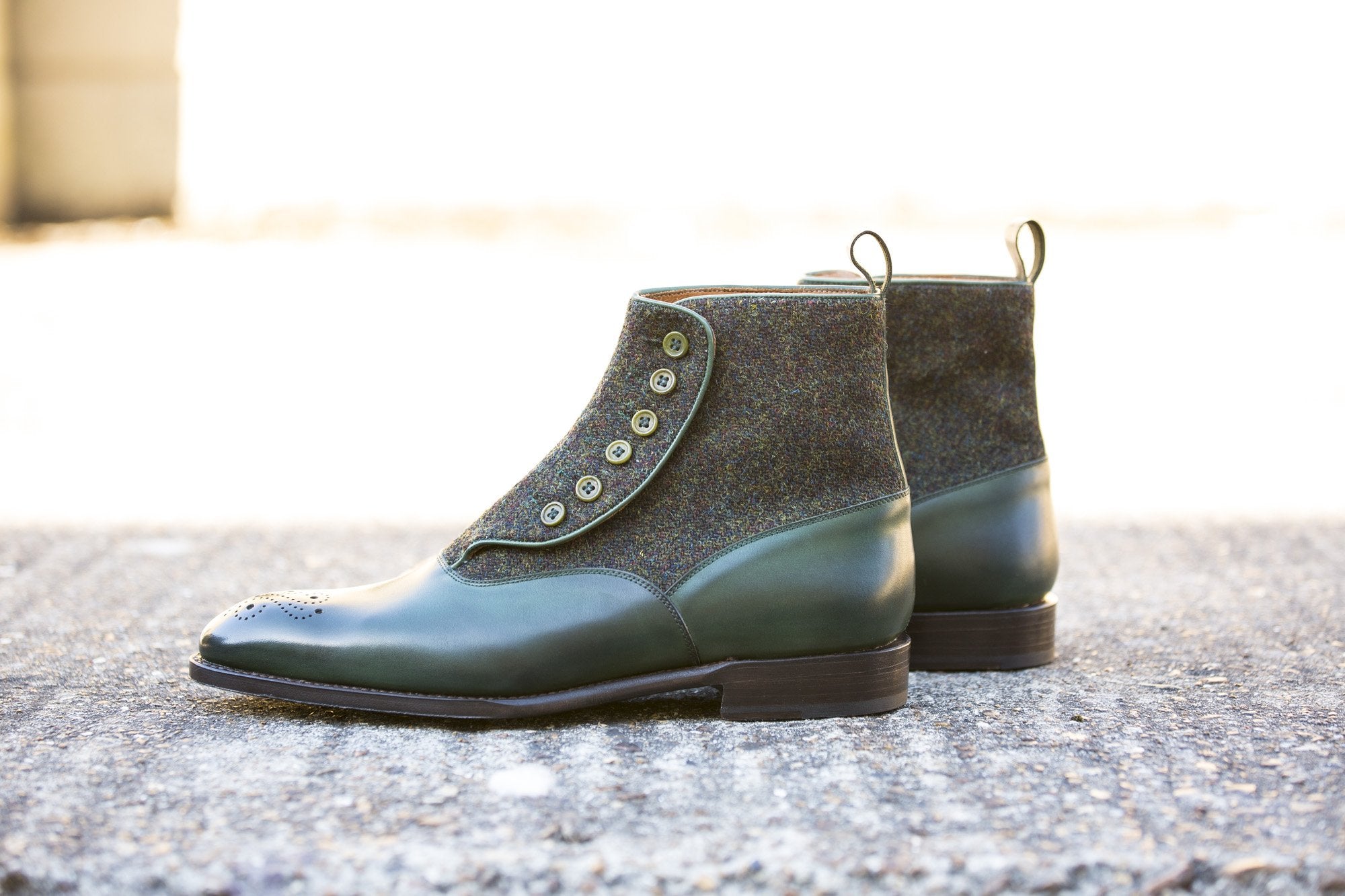 Westlake - MTO - Forest Green Calf / Moss Green Medley Tweed - NGT Last - Single Leather Sole