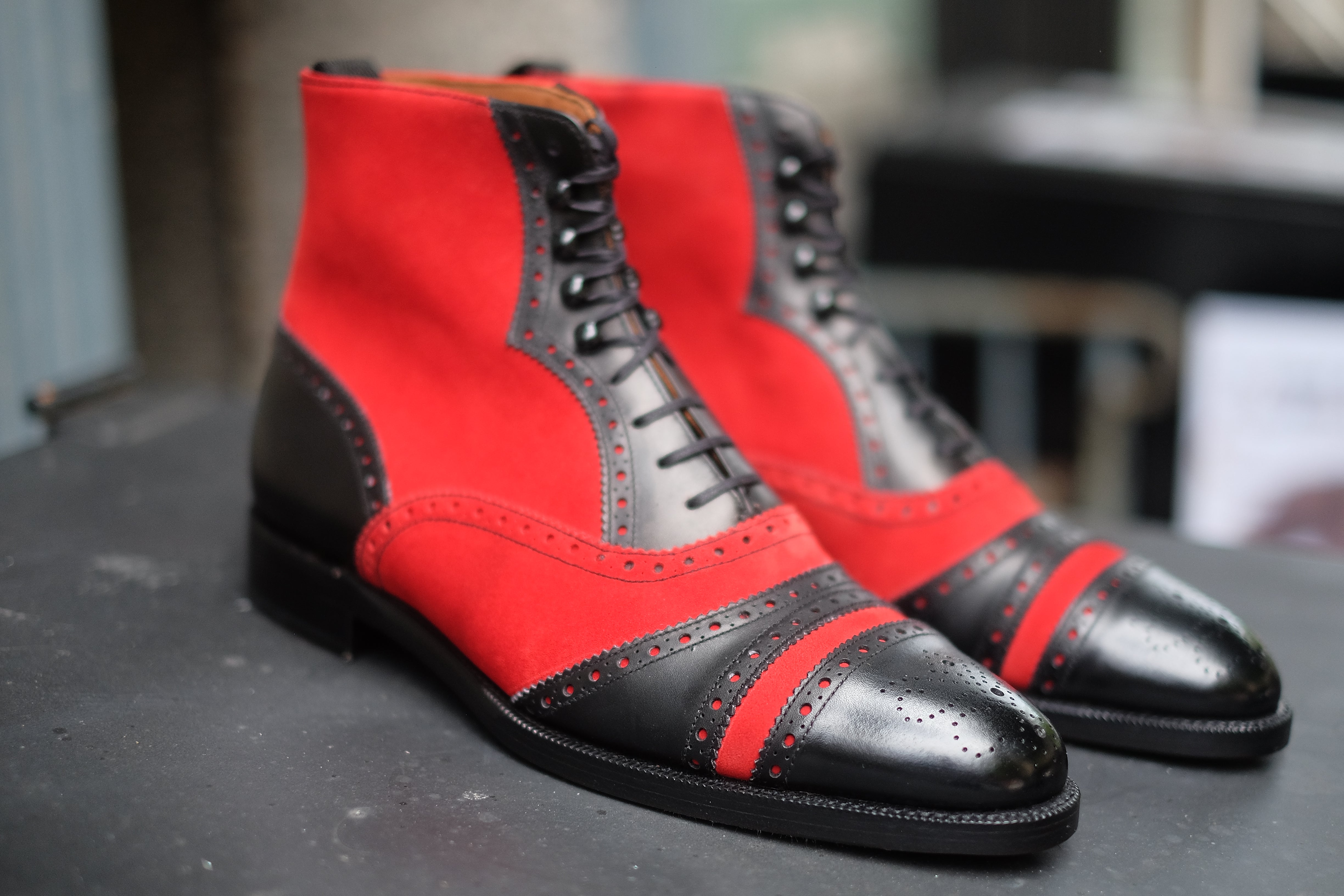 Whitman - MTO - Black Calf / Red Suede - TMG last - Double Leather Sole