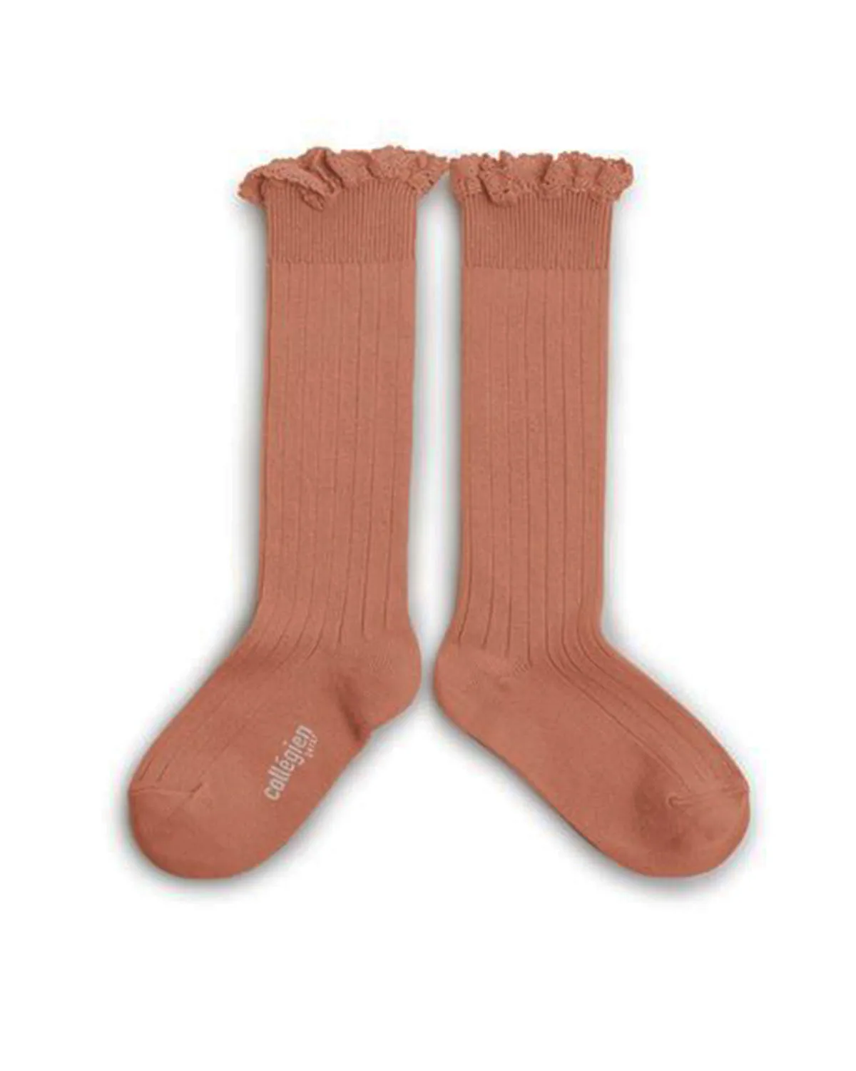 Women's Ruffle Knee Socks - melon