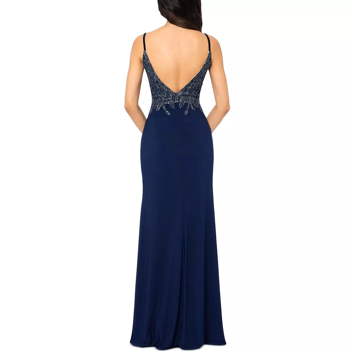 Xscape Womens Beaded Long Evening Dress