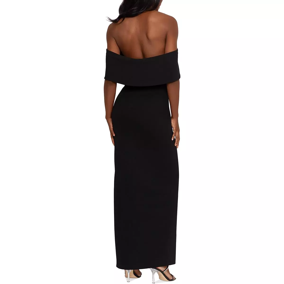 Xscape Womens Knit Off-The-Shoulder Evening Dress