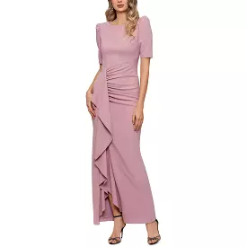 Xscape Womens Petites Cascade Ruffle Long Evening Dress